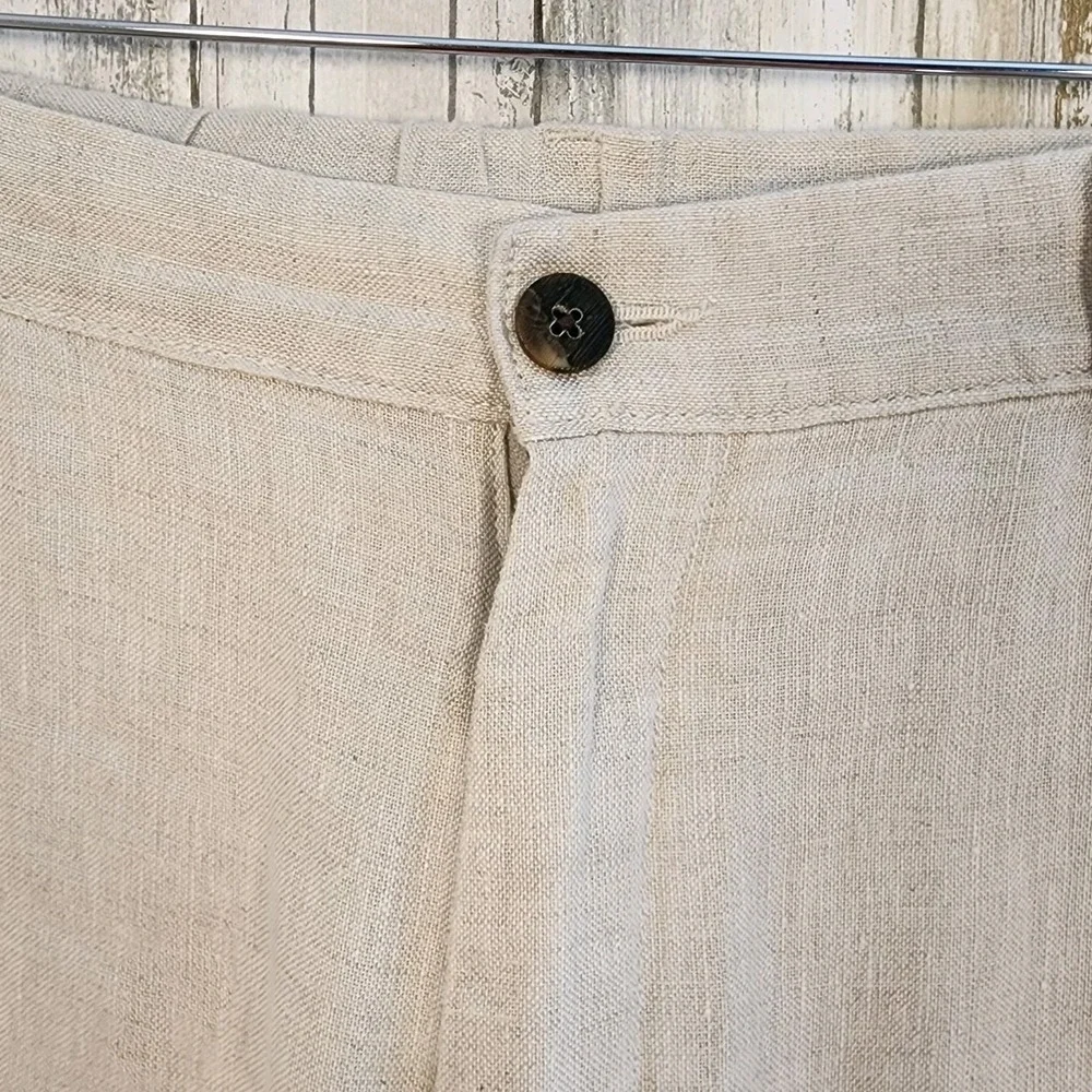 Caribbean Men's Pants Cargo Linen Size 40x32 Beige Beach Lightweight Casual